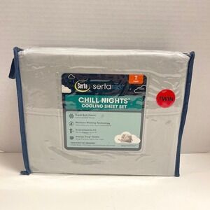 Serta Chill Nights Twin Cooling Sheet Set LIGHT GRAY New in Package